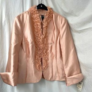 Adriana Papell Occasions Pink Salmon Ruffled Jacket, Size 12, New with Tags